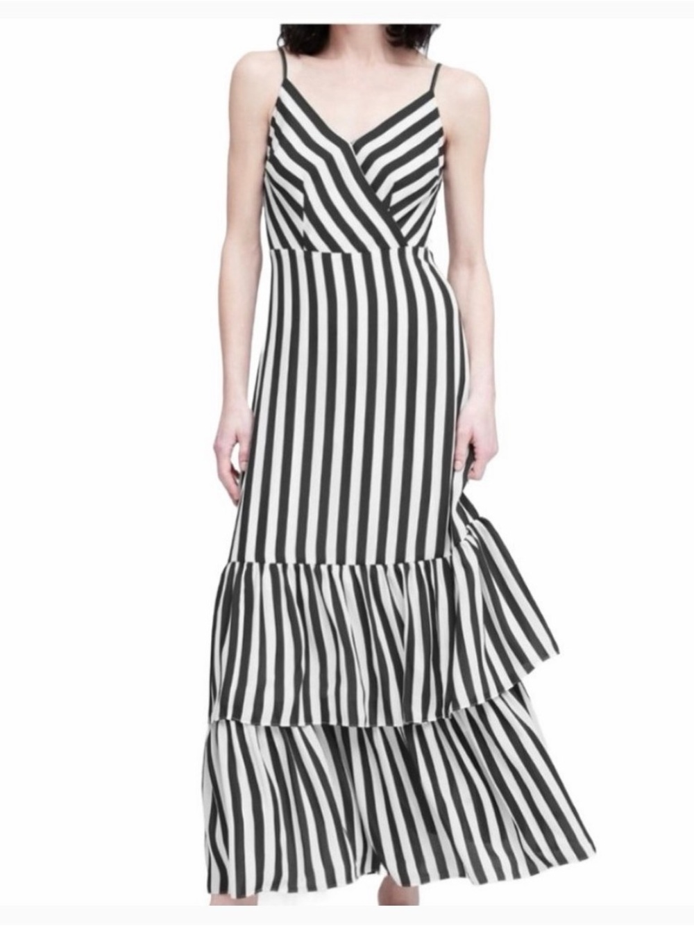 Banana Republic Black and White Striped Maxi Dress - Size 6